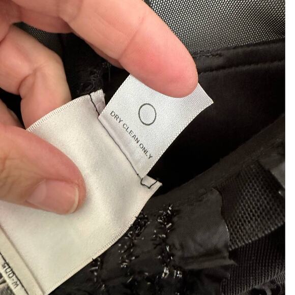 Vintage Tadashi‎ Black Mini Dress Long Sleeve Mesh Ruffle Trim Party Cocktail - Picture 6 of 11